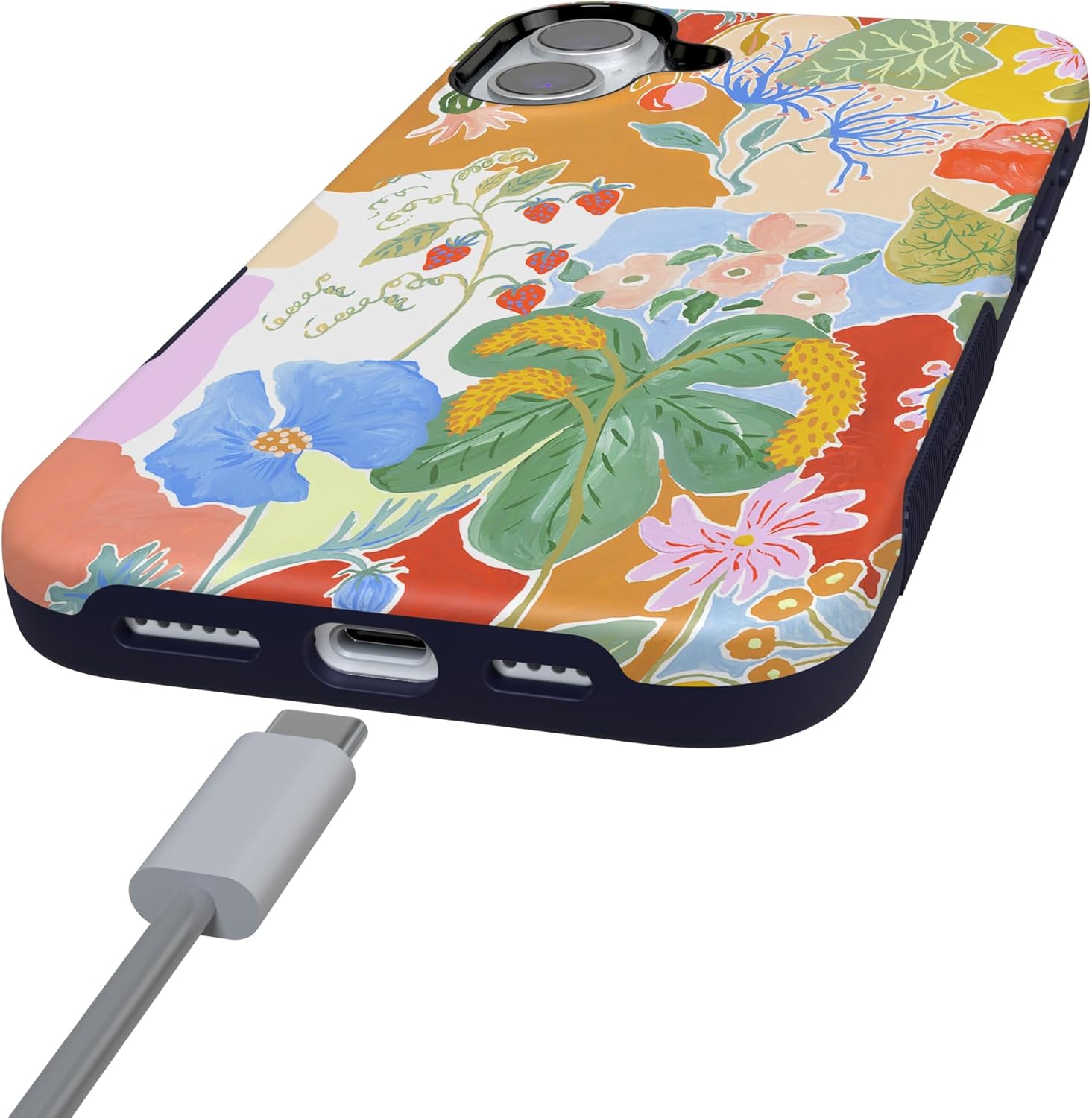 Casely iPhone 16 Case | Botanical Blooms | Floral Patchwork | Bold Protective Design | Compatible with MagSafe