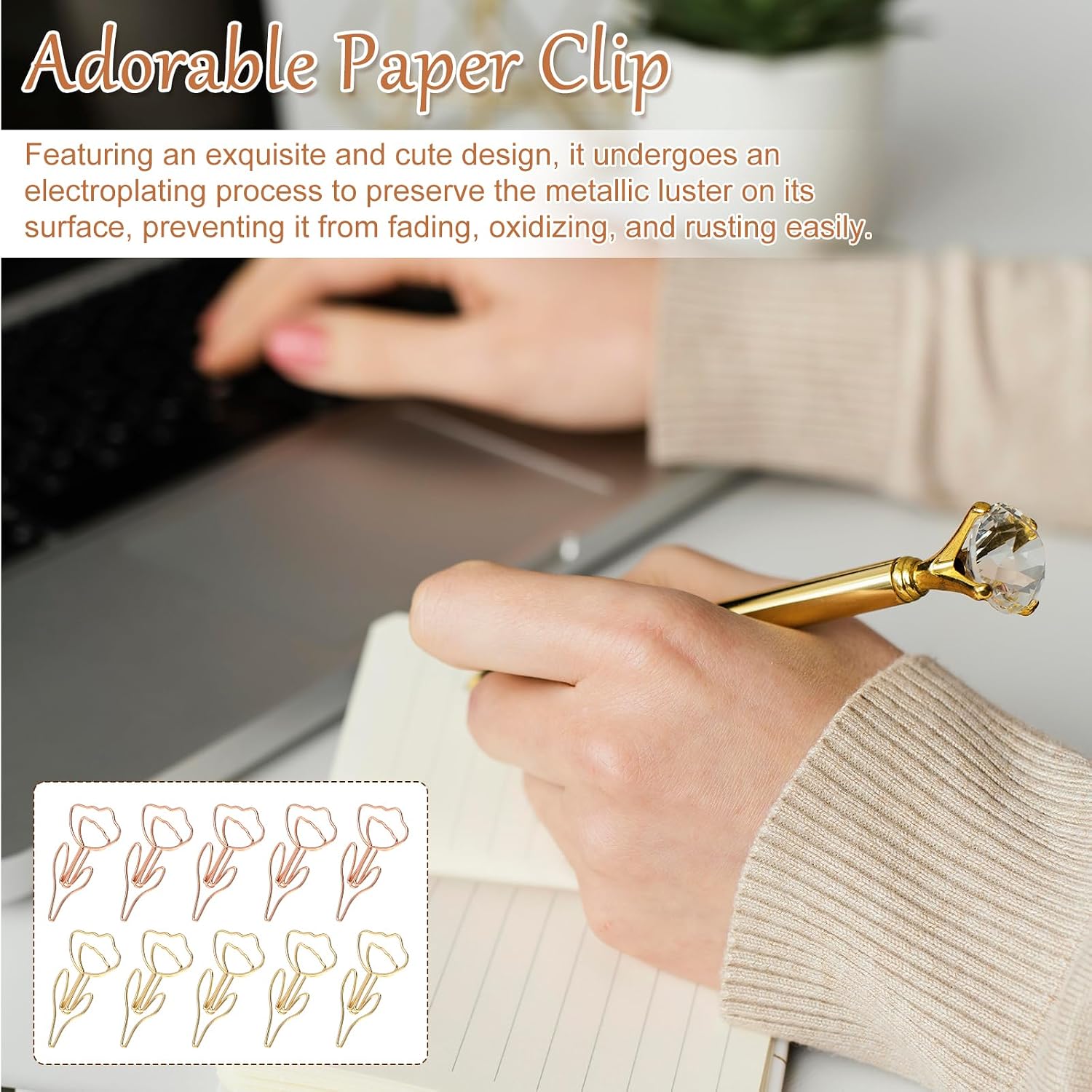 60 Pack Flower Paper Clips, Cute Decorative Flower Paperclips image 4