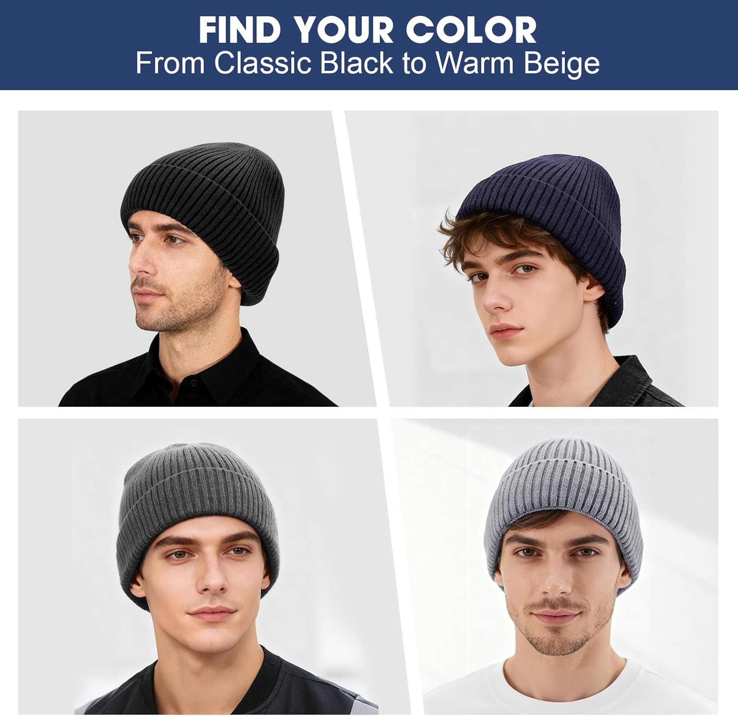 Thick Fleece Lined Knit Beanie for Men & Women – Warm Winter Cuffed Hat for Cold Weather Outdoor Wear - Image 6