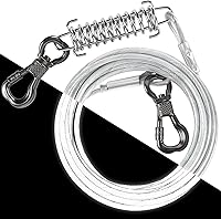 Vista 1 de Tresbro Cable reflectante de amarre para perro de 20 pies, cadenas para perros para exteriores con resorte absorbente de golpes, correa de corredor