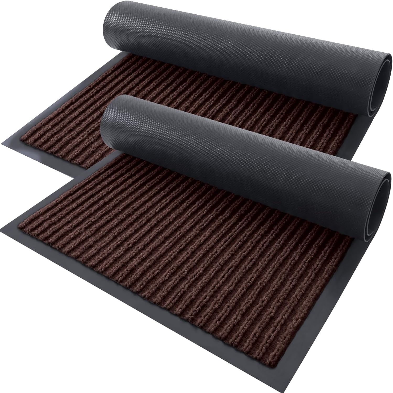 OLANLY Front Door Mat Indoor Outdoor Entrance, 2-Pack 59 x 35 Inch, Waterproof Heavy Duty Doormat, Fade Resistant, Low Profile, Easy Clean Patio Porch Welcome Floor Mats for Entry, Brown Brown 59" x 35"