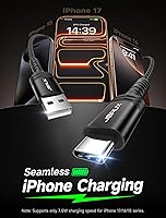 Vista 2 de JSAUX - Paquete de 3 cables USB C 3 A de carga rápida (10/6.6/3.3 pies), USB A a tipo C, trenzado de nailon compatible con Samsung Galaxy Gris