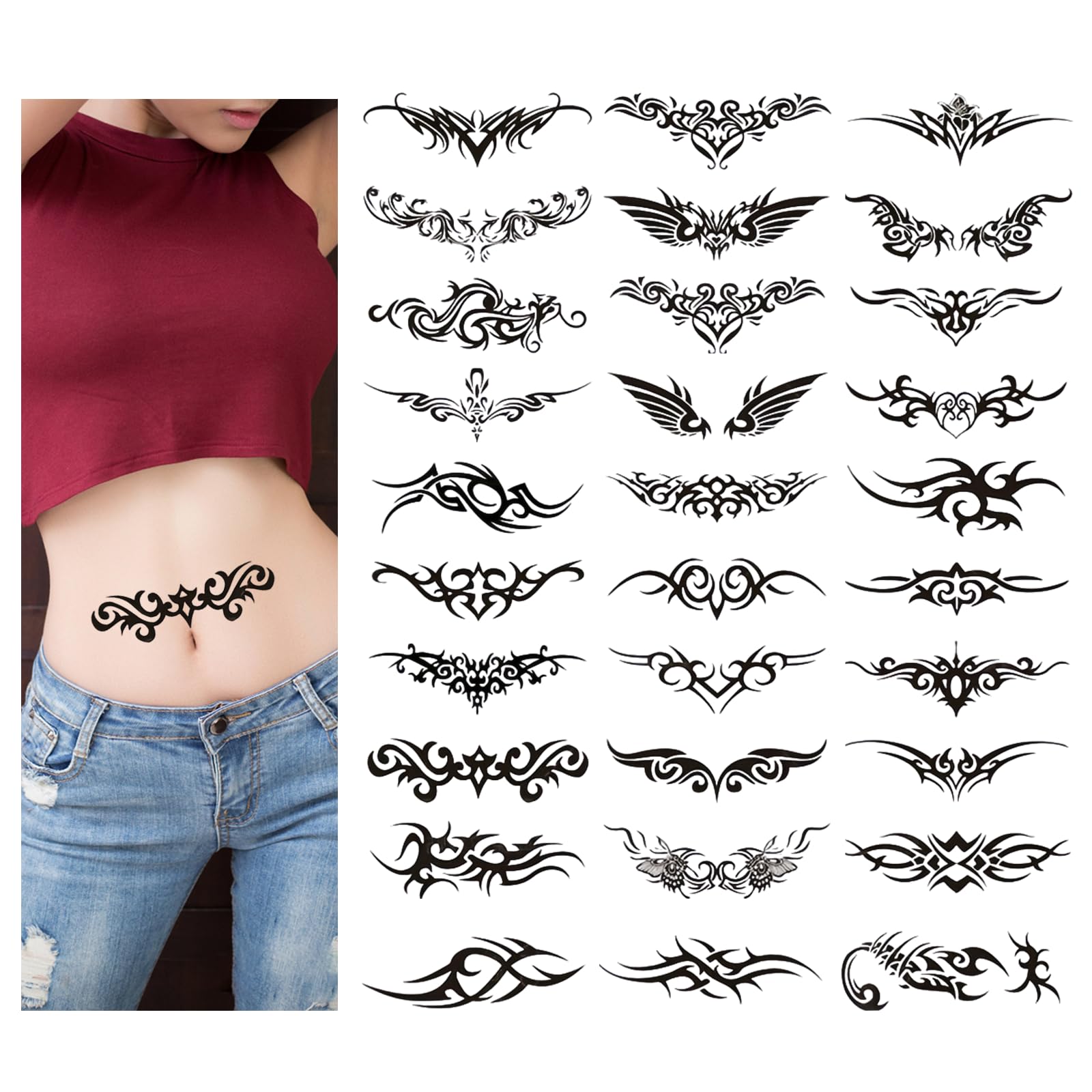 Sexy Temporary Tattoos,Adult Temporary Tattoos For Women,Temporary Body Art Tattoos,Realistic Water Resistant Fake Tattoos,Sexy Temporary Tattoos (30