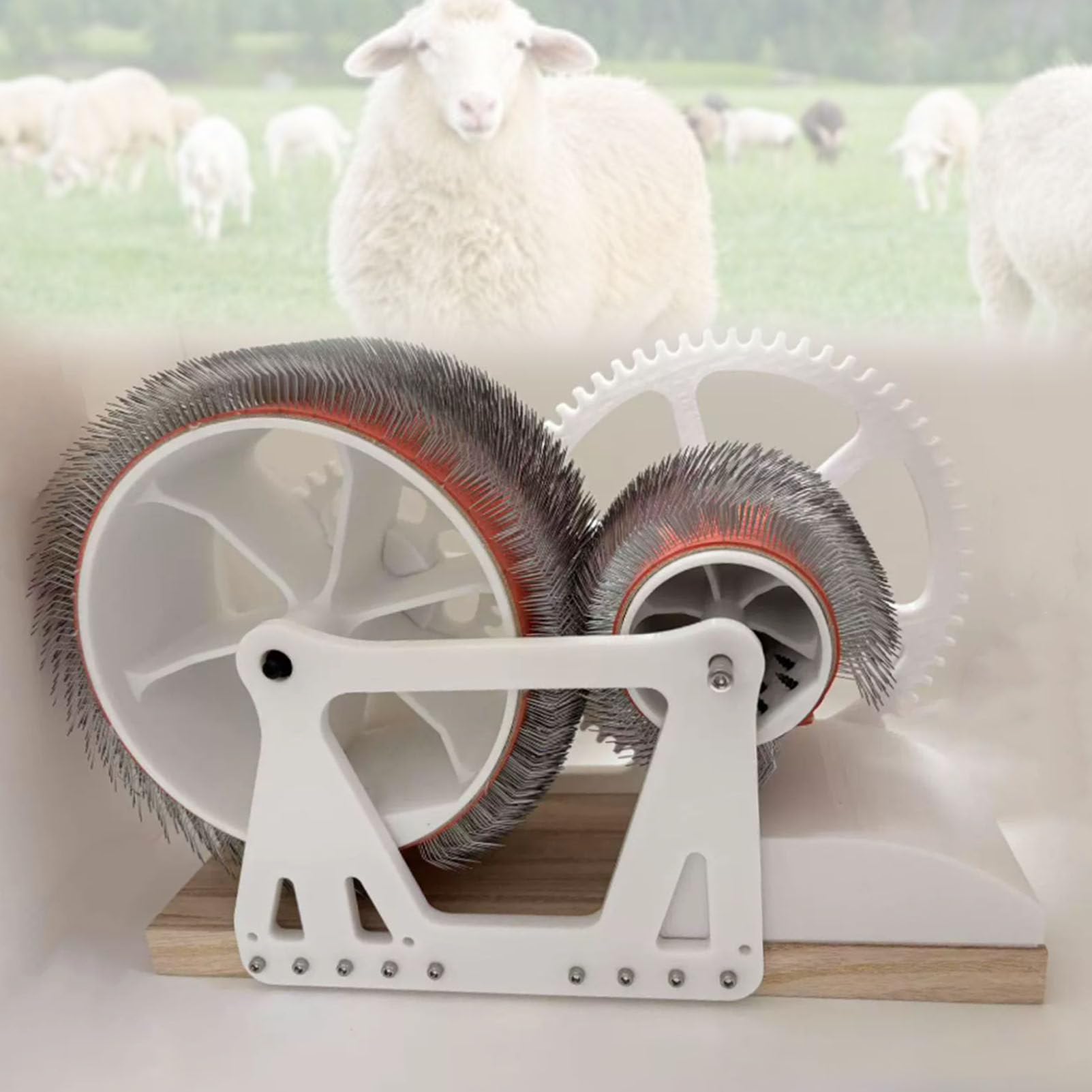 Pfps Wool Blending Board & Drum Carding Machine, Manual Hand Crank Carder for Spinning Fiber, Studio Essential for Handmade Wool Felt, Yarn Making White