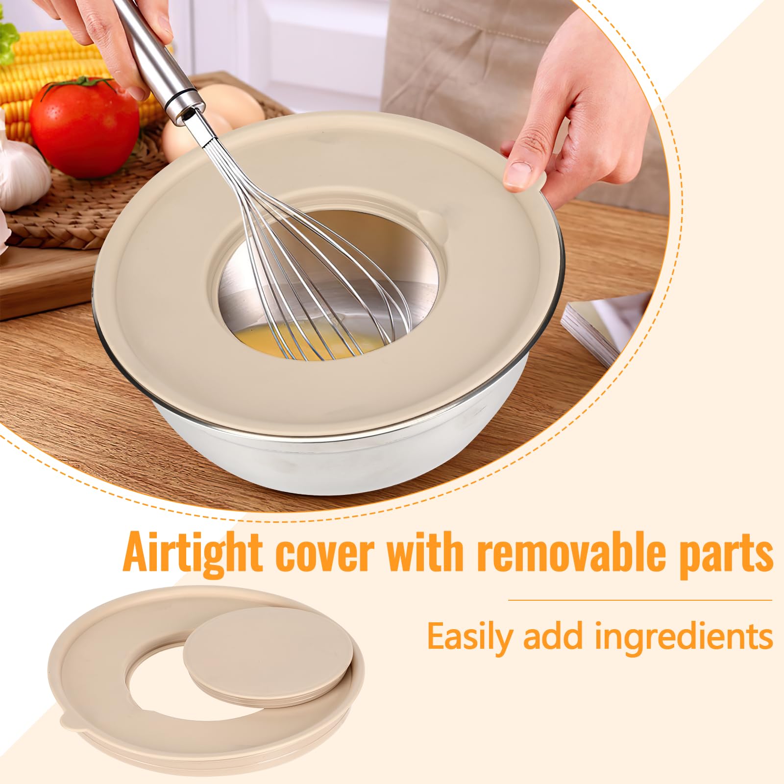 Contenitori Acciaio Con Coperchio Set Di 6 Ciotole Cucina Inox Accessori Cucina Ciotole Acciaio (6.5L, 4 Insalatiera Con Coperchio