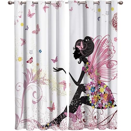 Rideaux Occultants Isolant Thermiques Blanc Rose Noir Jaune Violet Papillon Fee 2 Pieces Chambre Enfant Bebe Fille Rideau Salon Design Moderne 140x250cm X2 Amazon Fr Cuisine Et Maison