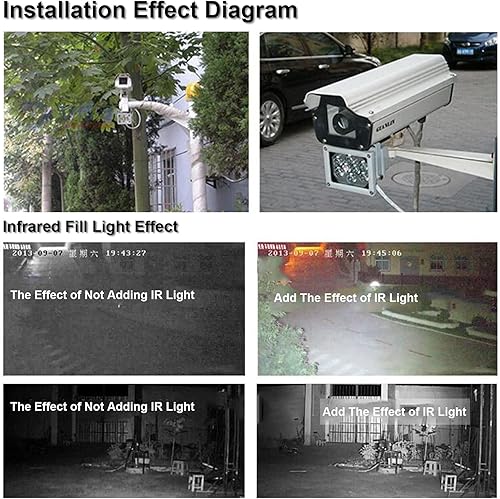 Miniatura 5 de ASHATA Iluminador IR, 48 LED de visión nocturna IR luz infrarroja para cámara de seguridad CCTV y cámara IP, gran angular de 60 grados, impermeable,