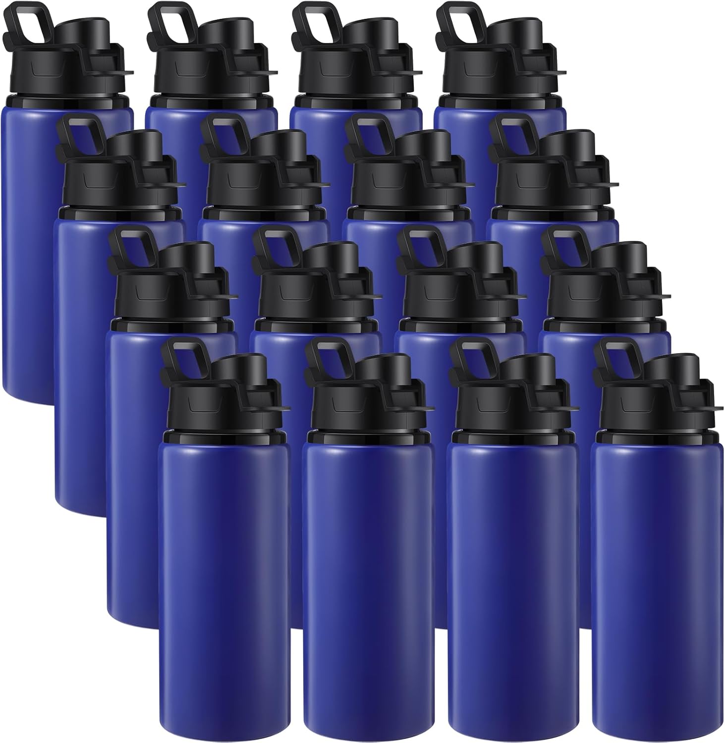 sunnyray 16 pcs aluminum water bottle bulk multicolor reusable sports bottle with snap lids multipack vacuum water flask for travel camping, picnics, gym, hiking, cycling, fishing 20 oz
