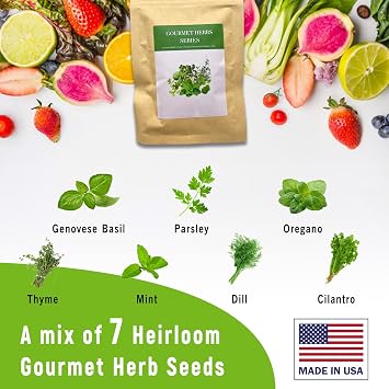 Gourmet Herb Seed Pod Kit for AeroGarden, idoo, Ahopegarden, MUFGA with Basil, Parsley, Thyme, Mint, Cilantro, Dill, Oregano - Compatible with All Hydroponics (36-Pod)