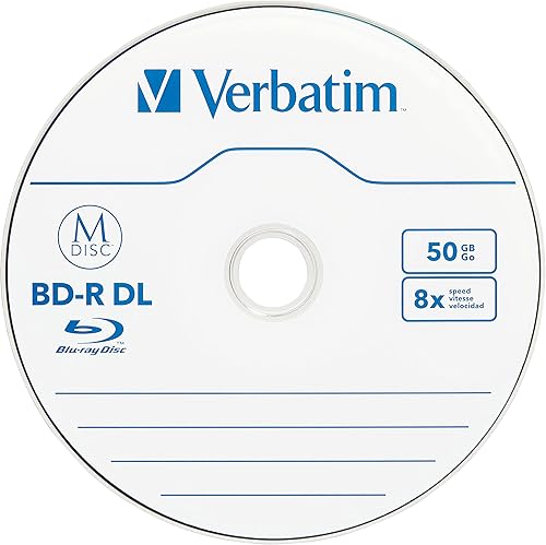 Miniatura 29 de Verbatim M DISC BDXL 100 GB 6X con superficie de marca en blanco Blu-Ray grabable Media – Paquete de 5 cajas de joyas, azul
