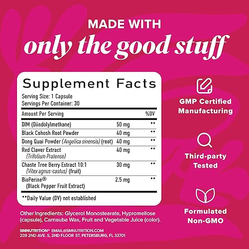 Vista 6 de Perlas de vitaminas para la menopausia con cohosh negro, trébol rojo y más sofocos, sudores nocturnos y apoyo del estado de ánimo, suplementos