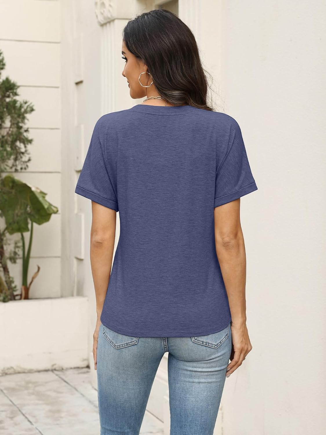 Womens Button Down Shirts Short Sleeve Summer Tops Loose Fit V Neck T Shirts Casual Ladies Tunic Tees 2026 - Image 6