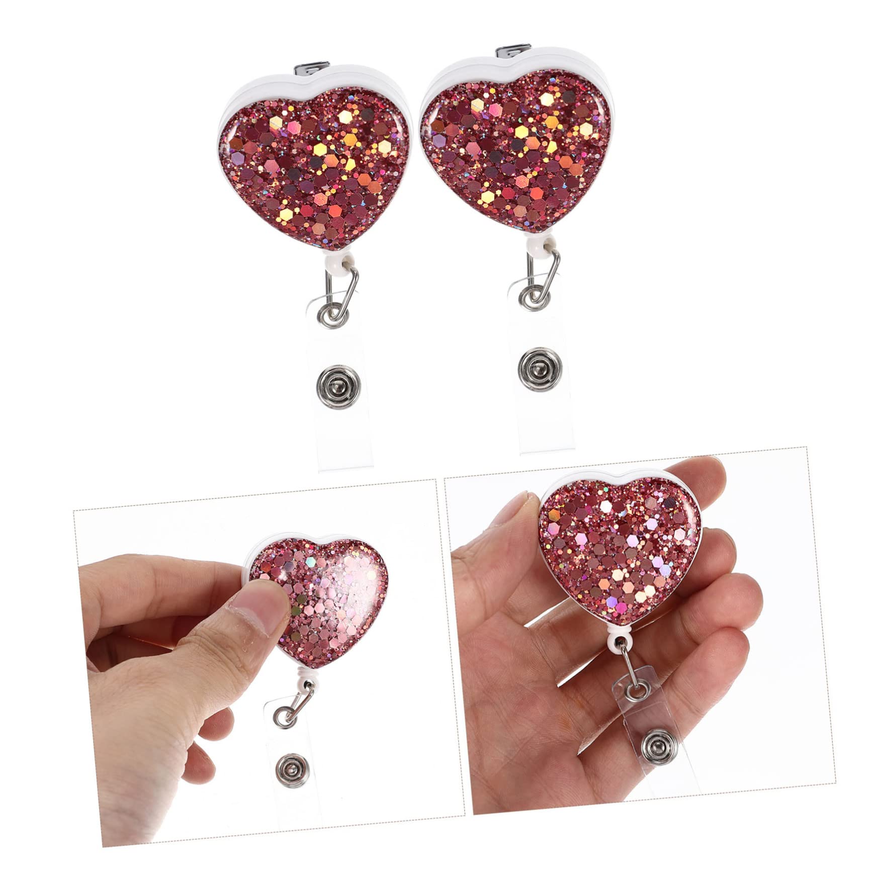SHINEOFI 10pezzi Cuore Glitterato Portabadge Rotante Con Clip Per Eleganti e Pratici Porta Tessere Per Ufficio e Scuola Facili Da Trasportare