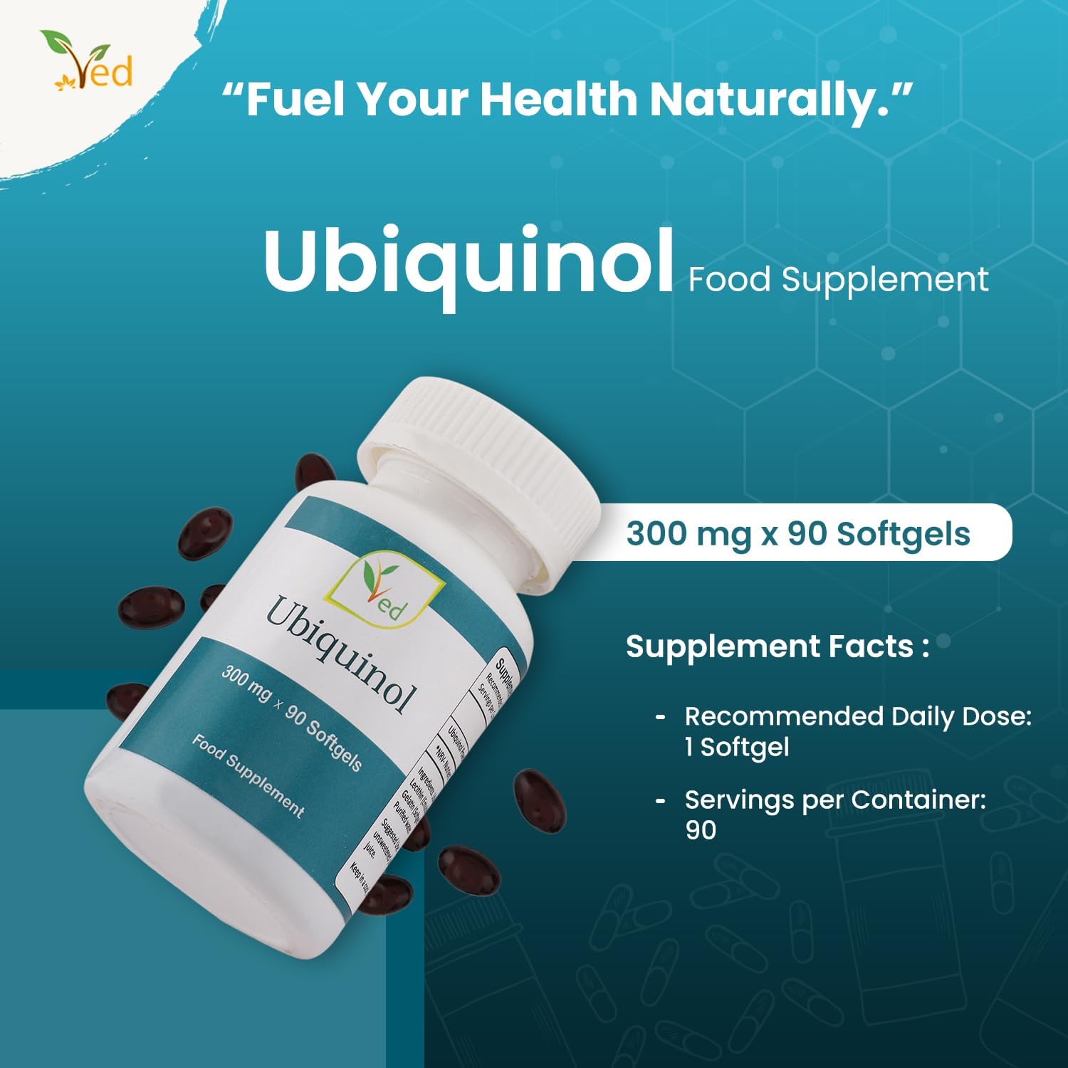 Ubiquinol 300mg, 90 Softgels, Enhanced Bioactivity CoQ10