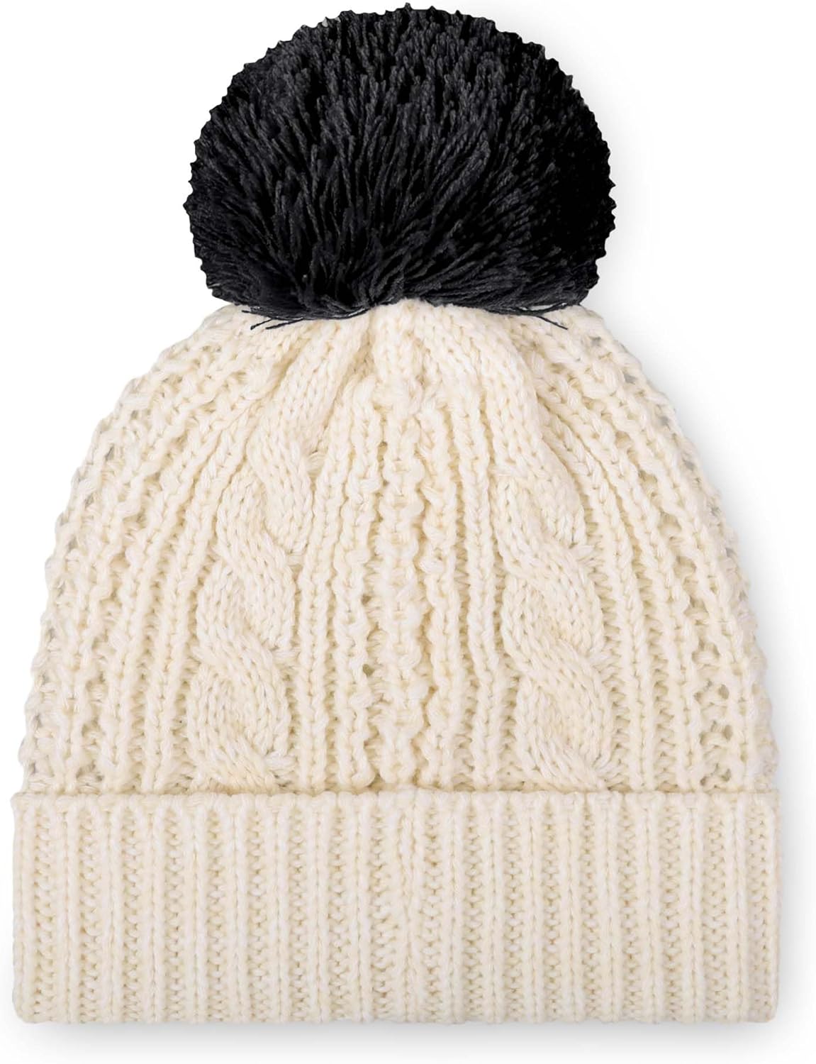 FOCO NFL Womens NFL Team Logo Cable Knit Pom Beanie Hat - Image 2