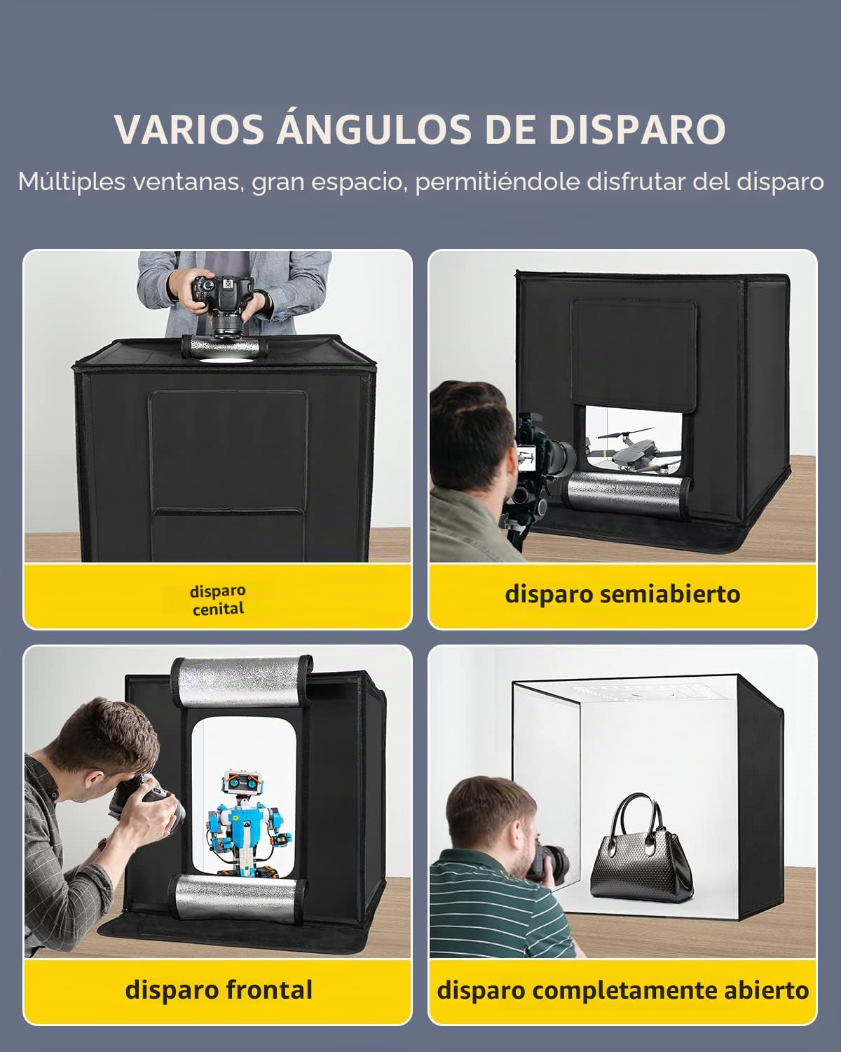 RALENO Caja de Luz Fotografía 60x60 cm, Caja de Fotos Superbrillante Plegable Estudio Fotográfico con 65 W, 5500 K, 97 CRI luz Ajustable Incluye 6 Fondo de PVC