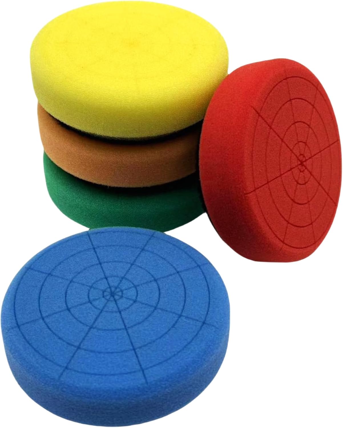 5Pcs 6" Buffing Sponge Pads Kit for Buffer Polisher, Cutting, & Car Polish Pad Premium Hook & Loop Buffing Polishing Pads Kit, Cutting Pads for Car Buffer Polisher Polishing 6inch