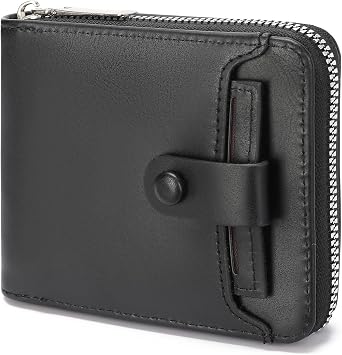 Zipper Wallet for Men Leather Bifold Pocket Wallets RFID Blocking Zip Coin Credit Card Wallets -Big Capacity For Travel