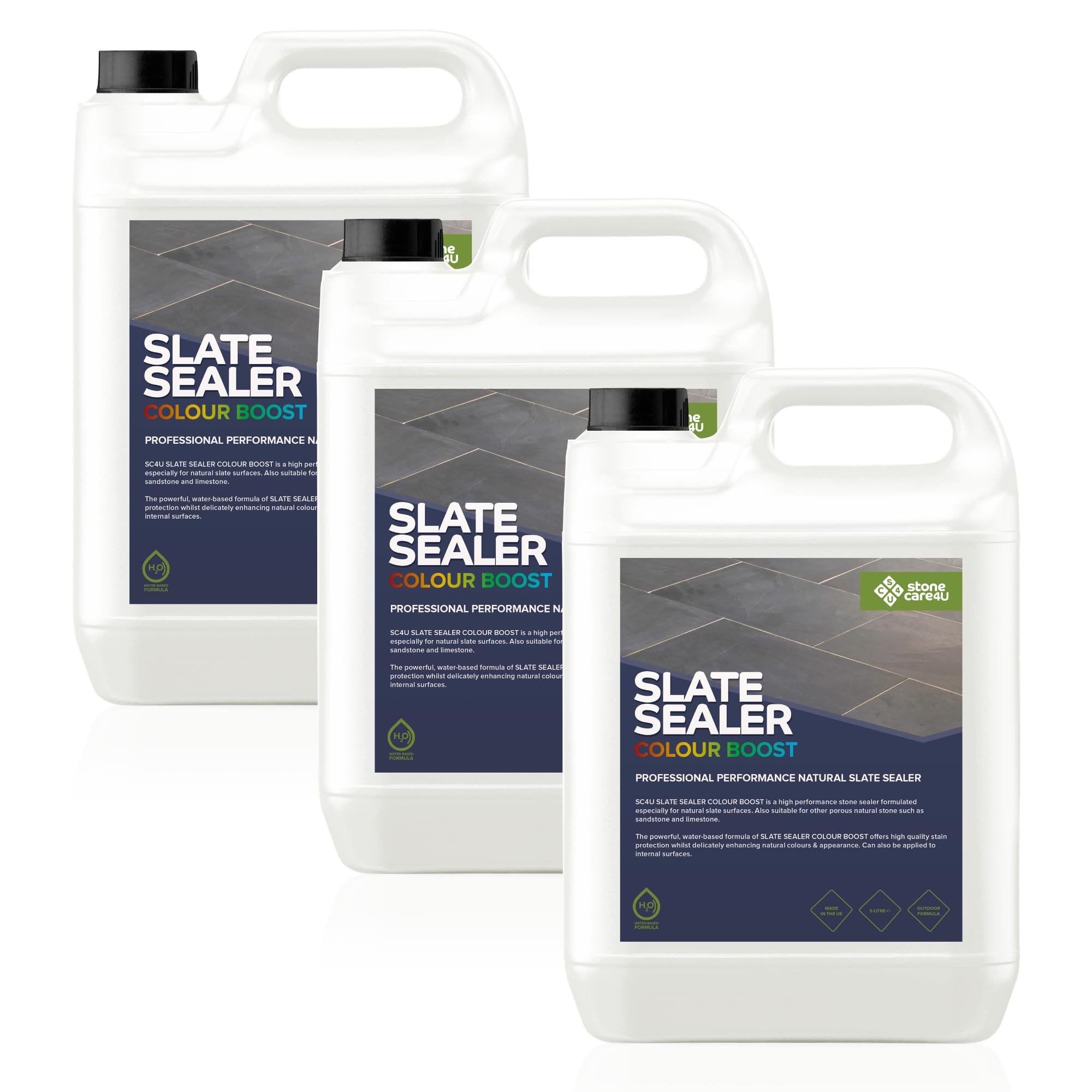 StoneCare4U - Slate Sealer Colour Boost - 3 x 5L - Colour Enhancement Exterior Natural Stone Sealant for Slate, Sandstone, Limestone & More. Outdoor Clear Sealant for Patio, Drive & Paths