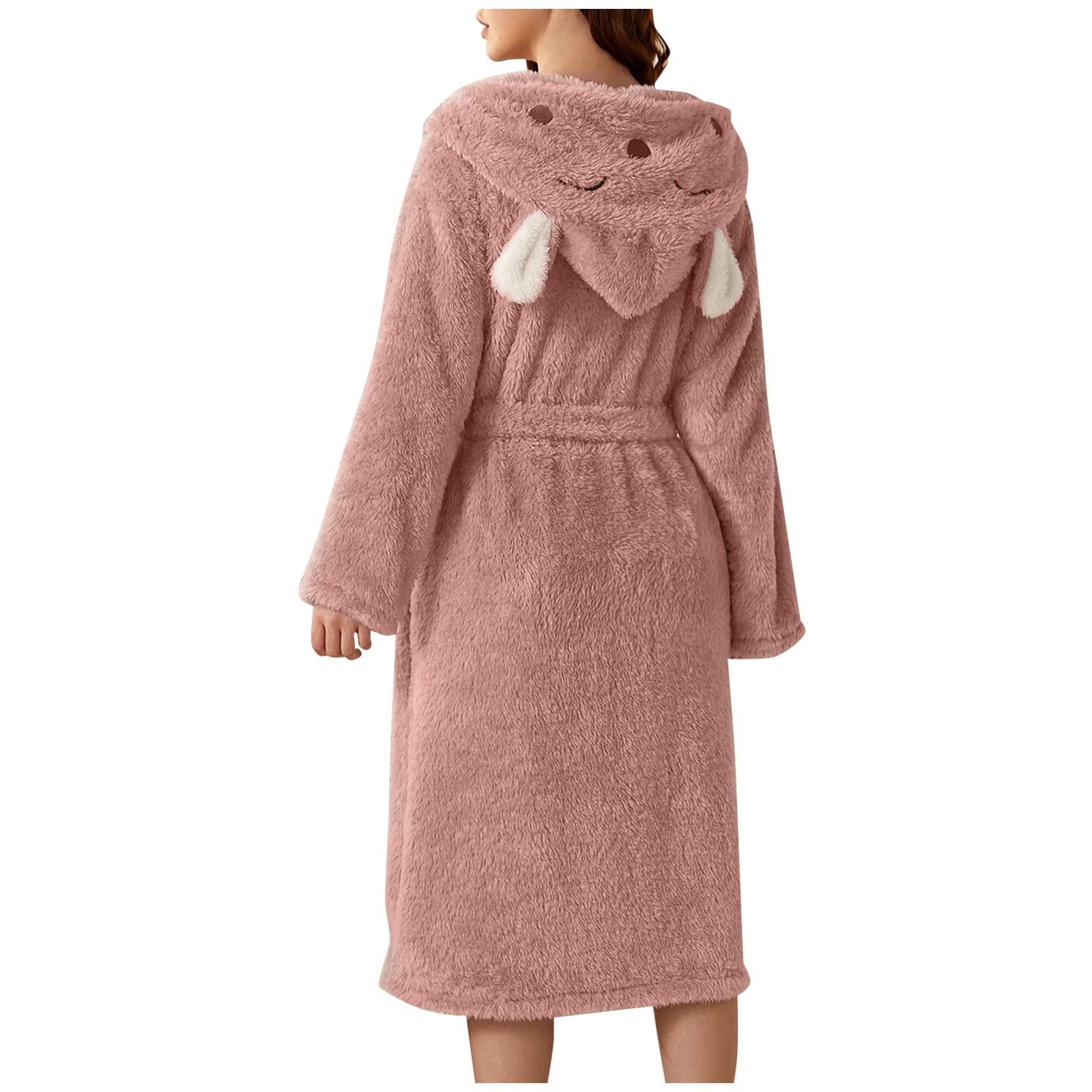 Générique Peignoir Femme avec Capuche Pyjama Absorbant Long Poches Robe De Chambre Doux Leger Confort Eponge pour Voyage, Piscine, Salle De Sport,