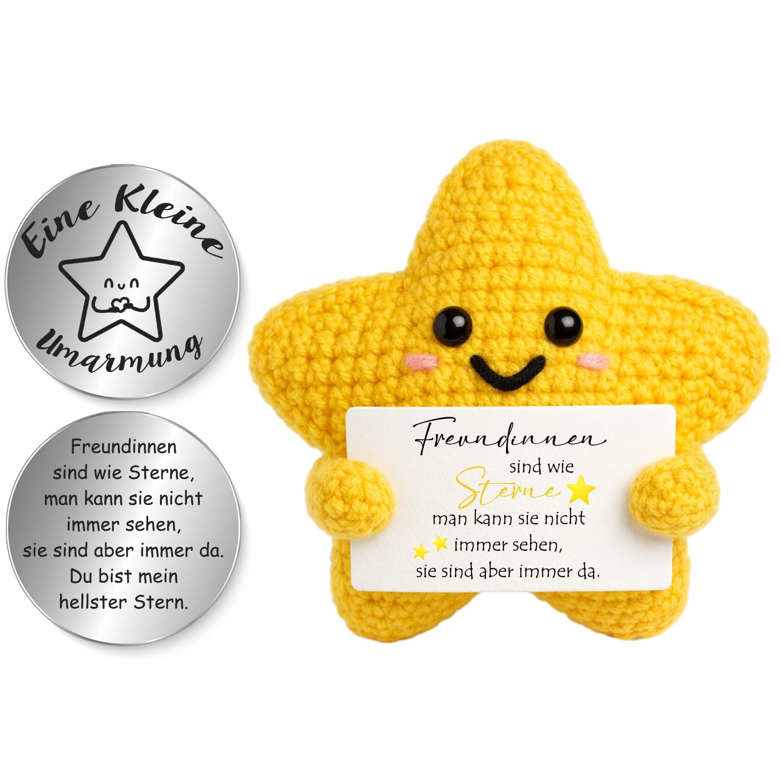 Tixlux Pocket Hug Glücksstern, Kreative Strickwolle Stern Dekofigur und Kleine Umarmung Glücksbringer