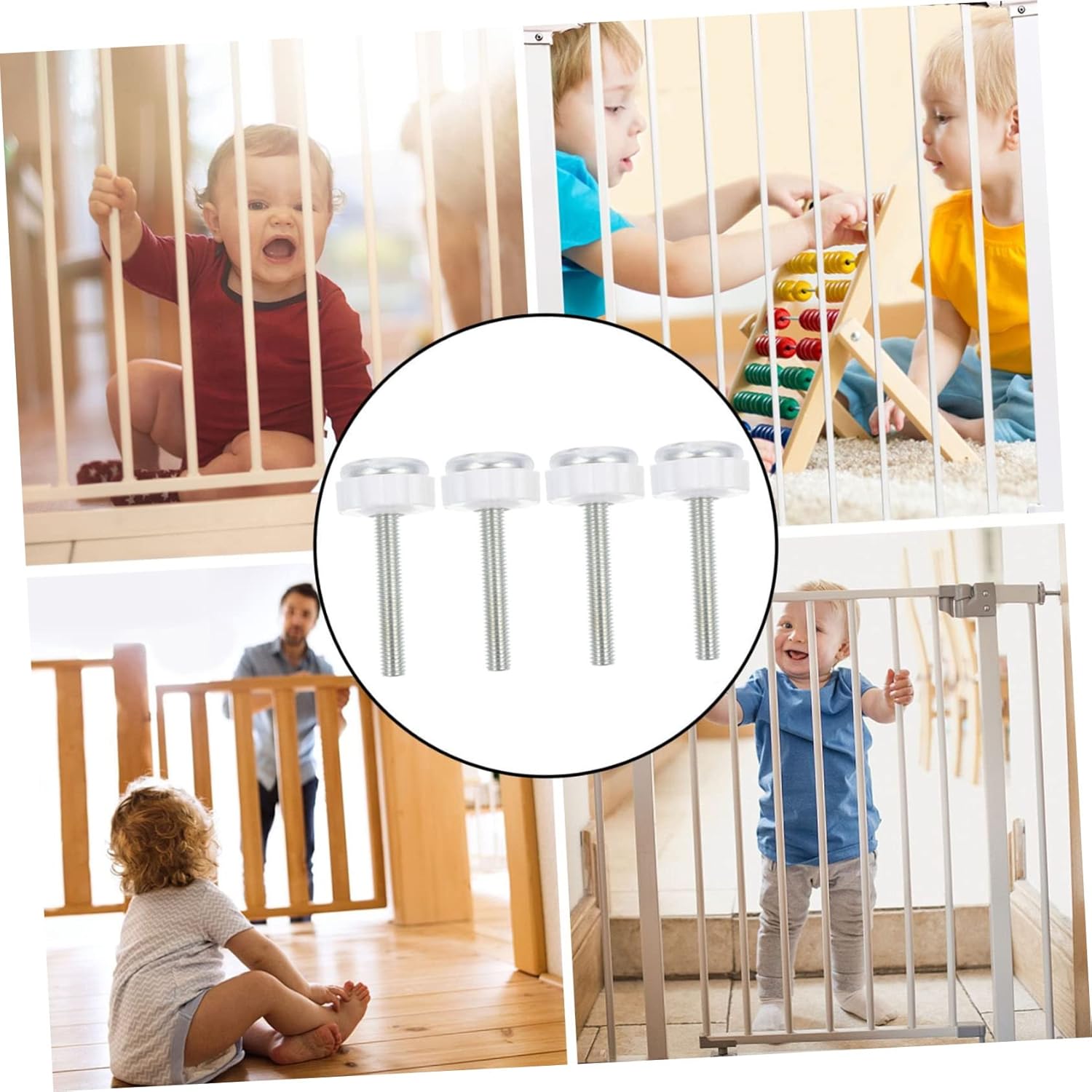 16pcs Gate Threaded Spindle Rods Adapter for Stairs and Doorways Easy Install Protective Ends Compatible