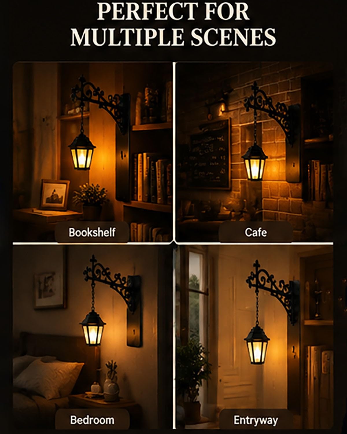 Lampa biblioteczna Latarnia biblioteczna, wyjątkowy prezent dla miłośników książek Czytanie Oświetlenie półek na książki dla moli książkowych, Wiszące lampki LED na półki w stylu vintage