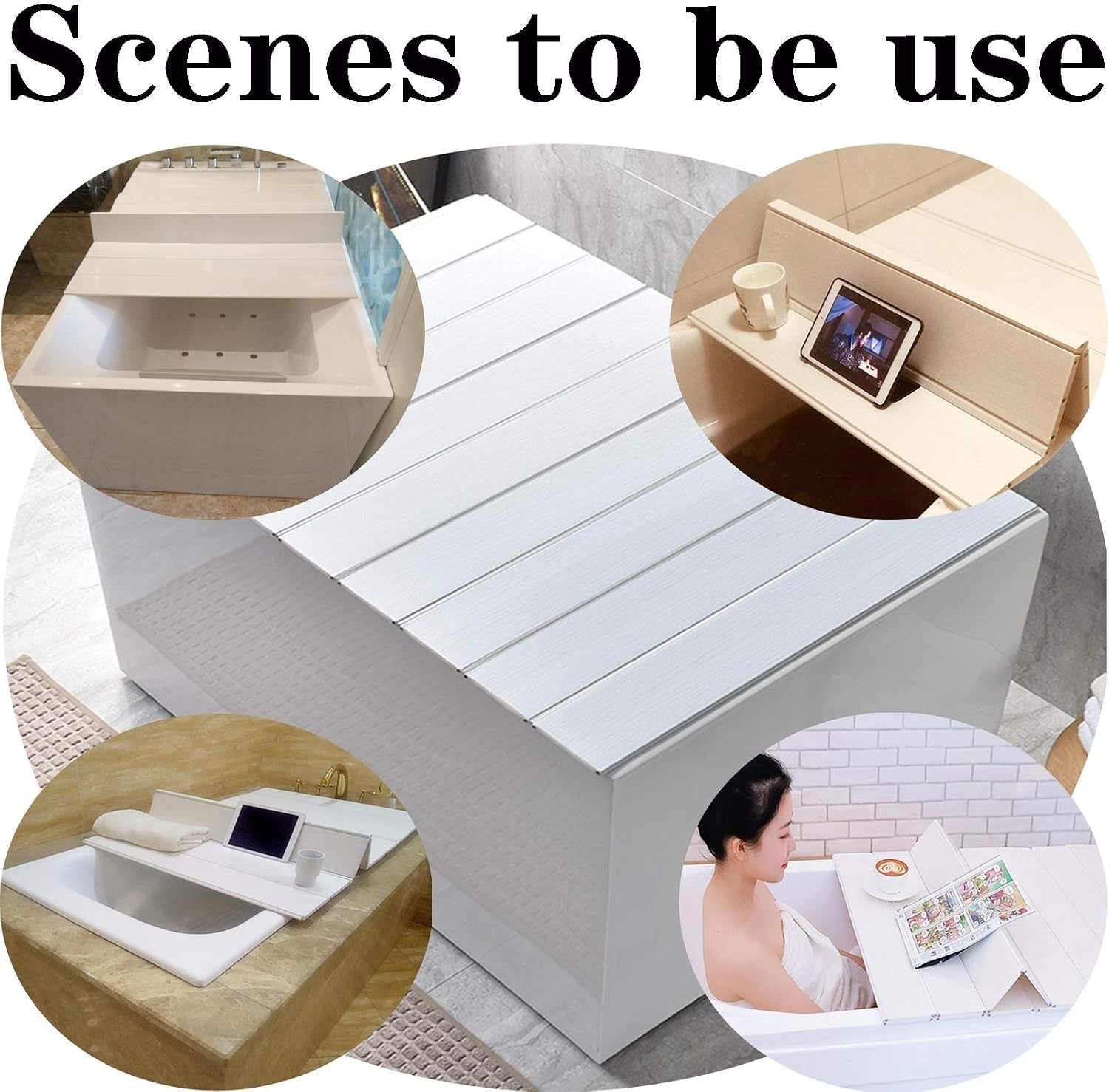 Bathtub Cover Waterproof Folding Bathtubs Trays Insulation Shutter Bath Lid for Place Mobile Phones Toiletries 22 Size Optional (Color : White Size : 135cmX75cmX1.2cm) (White 105cmX75cmX1.2cm)