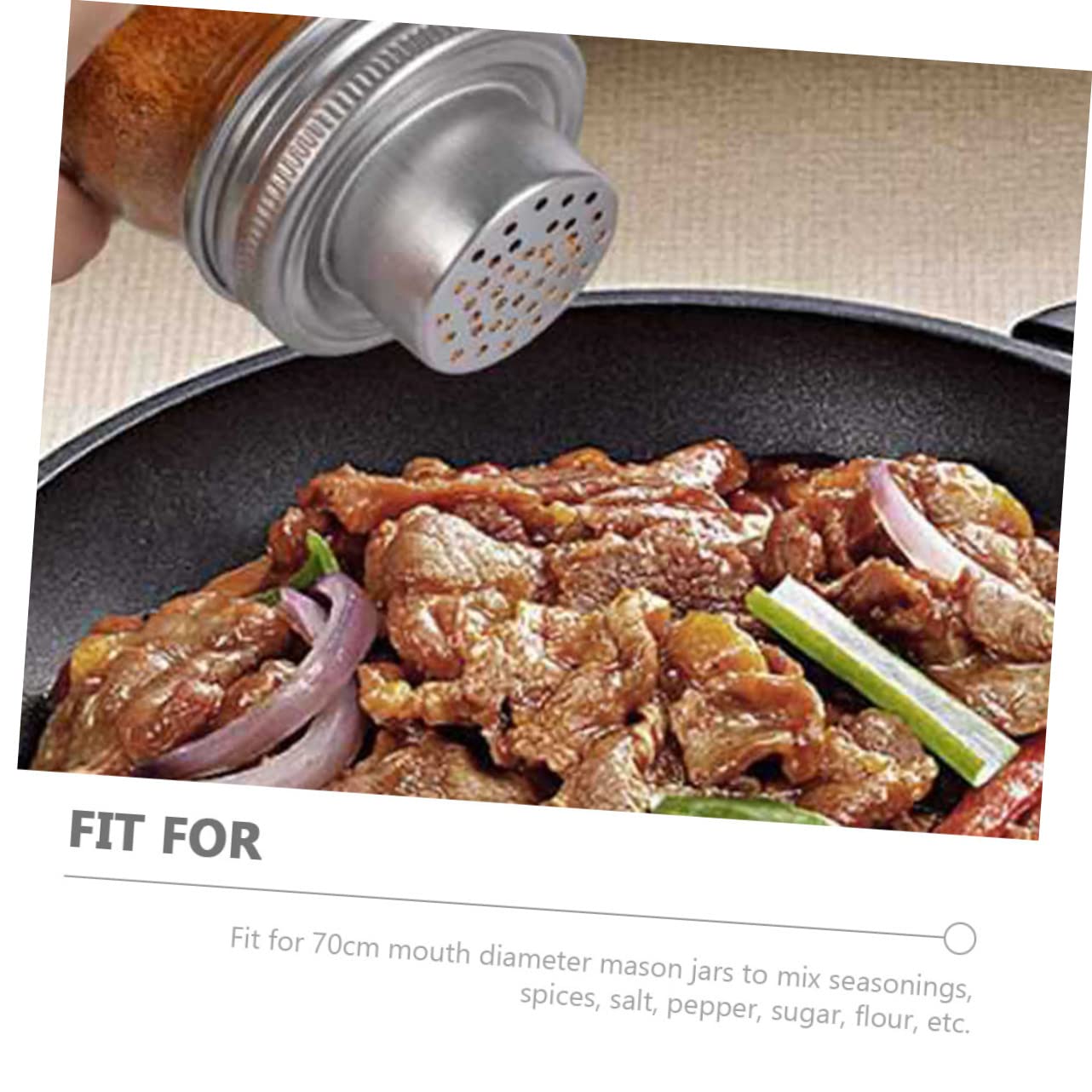 BRIGHTFUFU Set of 3 Jar Shaker Lids Stainless Steel Covers for Jars Non-slip Edges Easy to Clean Design