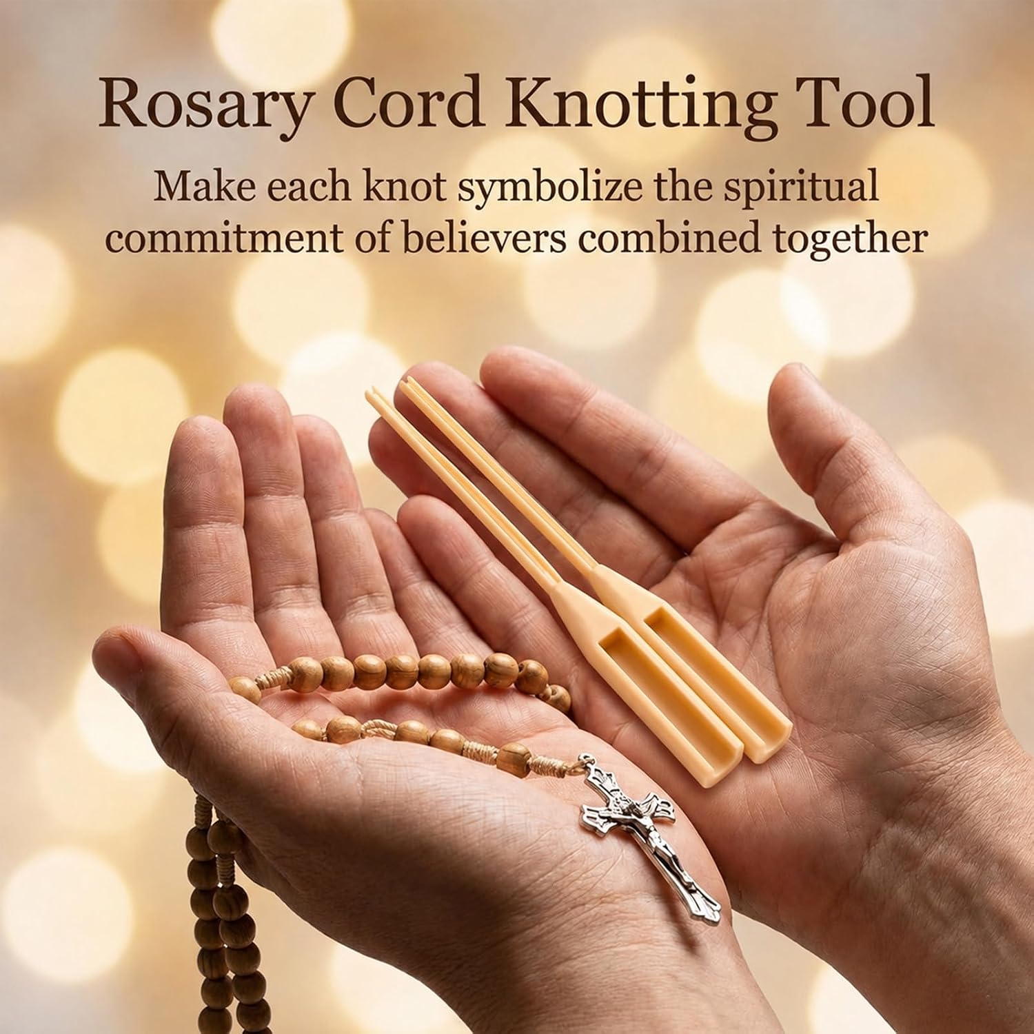 Ajcotahm 2 Pcs Rosary Cord Knotting Tool, Dual Head Twine Knotting Tool Rosary Making Supplies Beading Cord Kit for Rosary Making Jewelry Bracelet