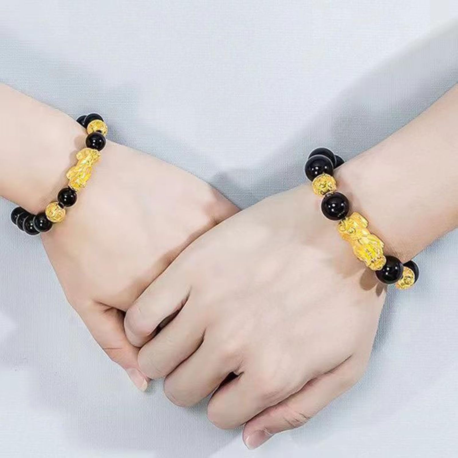 FengShui und Glück Feng Shui schwarzer Obsidian Reichtum Armband Wohlstand Buddha Perlen elastische Armbänder für Frauen Männer Schmuck