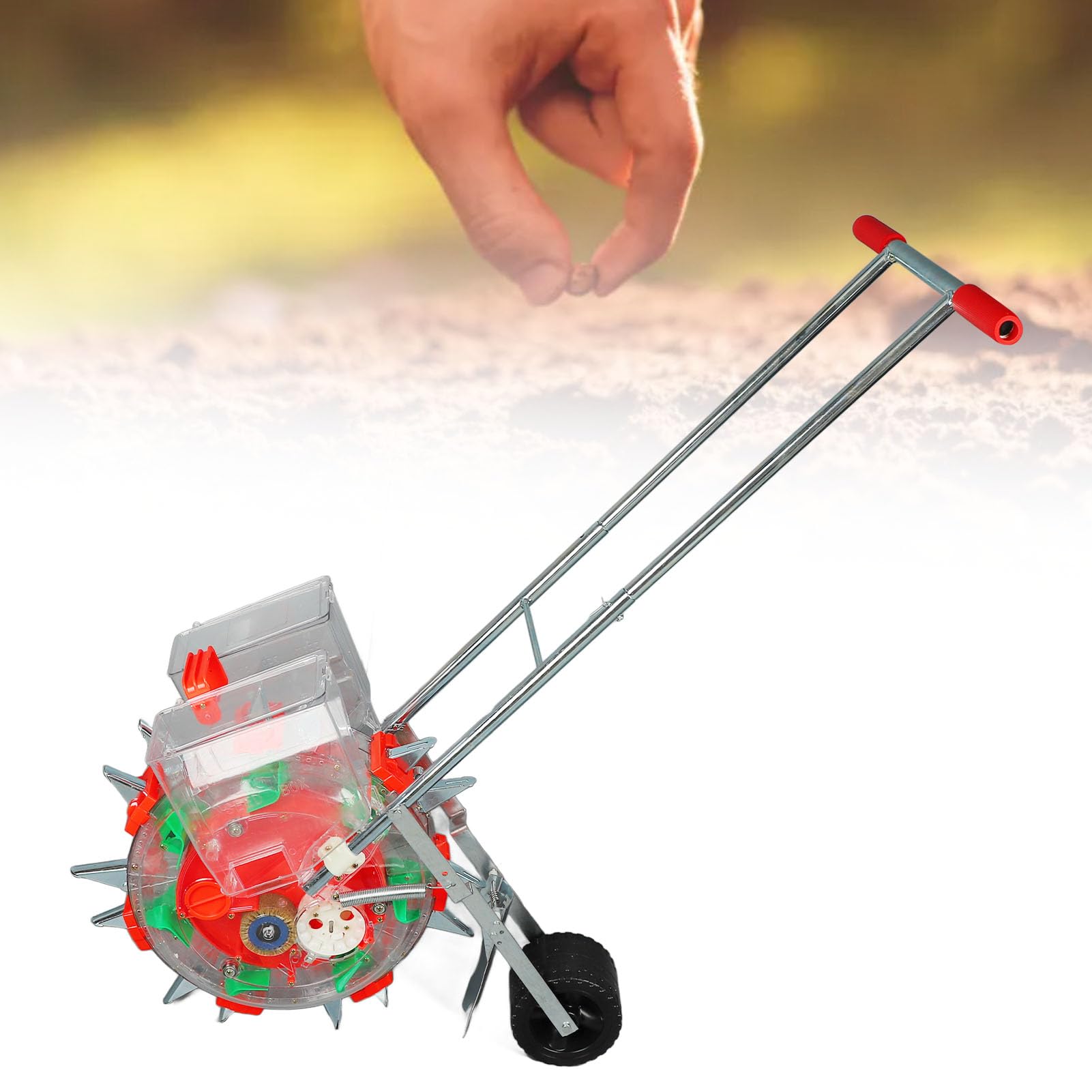 Jardinera en Hileras, Sembradora de Maíz, Diseño de Pico de Pato, Material de Alta Dureza, Larga Duración, Equipada con Diferentes Ruedas, Fácil Siembra para Todos los Terrenos