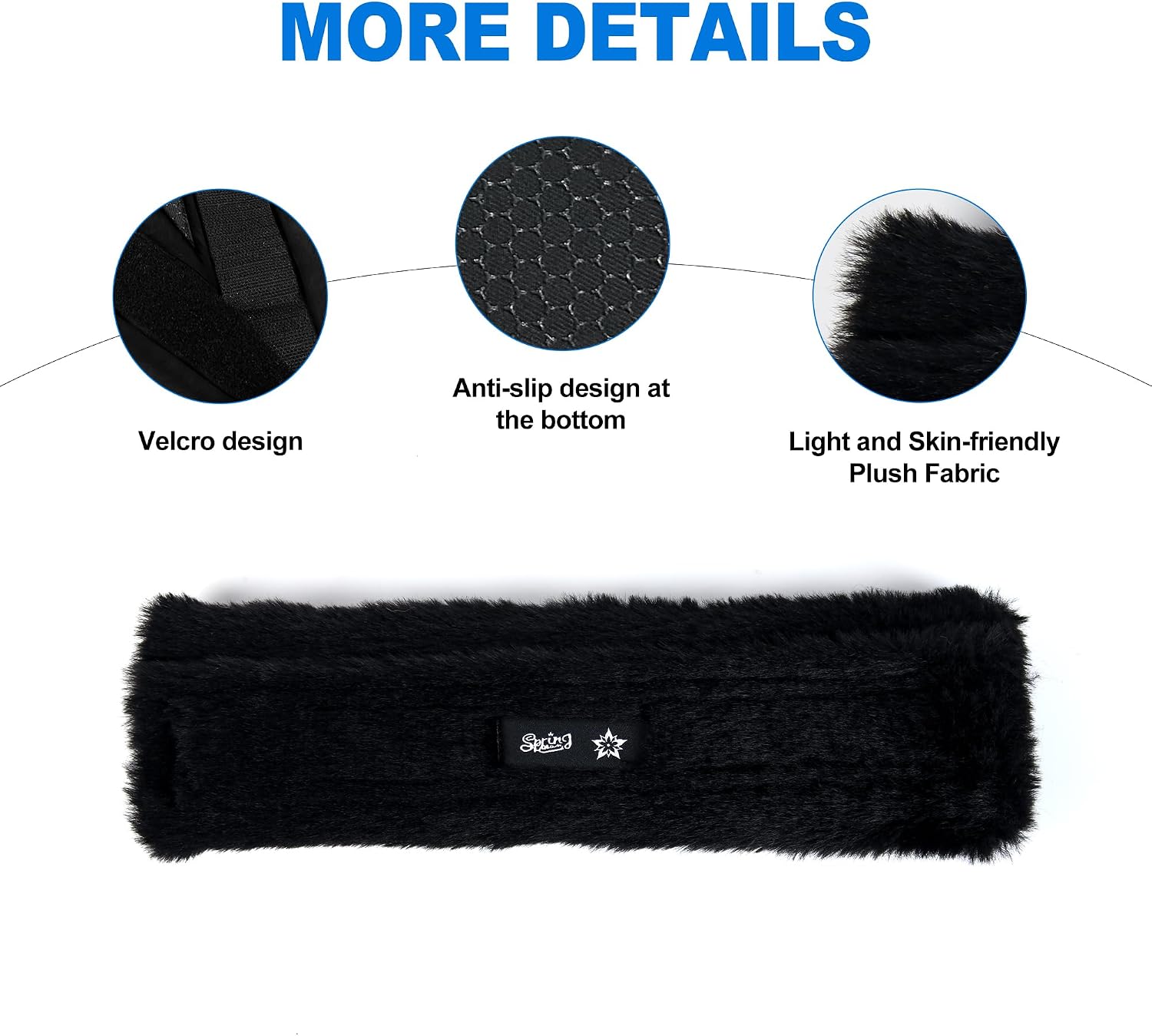 SPRING SEAON Fluffy Auto Seat Belt Cover Pad Soft Universal Car Seat Belt Covers Seat Beat Strap Pad for Shoulder Pad Neck Cushion Protector Car Accessories 2 PCS Black