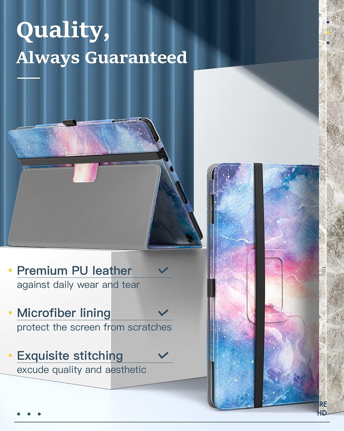 Dadanism All-New Kindle Fire HD 10 Tablet Case(11th Generation 2021 Release) & Fire HD 10 Plus Tablet Cover, Premium PU Leather Lightweight Slim Smart Stand Cover with Auto Wake/Sleep, Dreamy Nebula