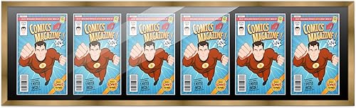 Miniatura 76 de Poster Palooza Marco de cómic con paspartú para 4 cómics de la era actual publicado después de 1985, marco de cómic negro para cómics de 6.875 x