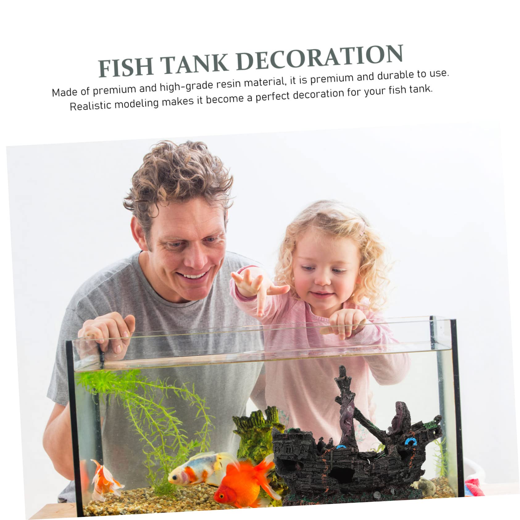 Mipcase 5 Pièces Bateau de Paysage ruines de Bateau de réservoir de Poissons boîte Piscine air Naufrage Ornement résine Aquarium décor d'épave d'aquarium décor de Bateau d'aquarium Brown