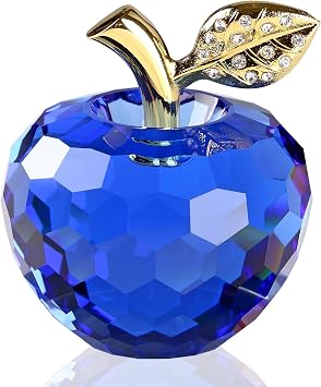 DOJOZ Crystal Apple Paperweight Craft Decoration Table top Ornament Statue Home Decor Blue