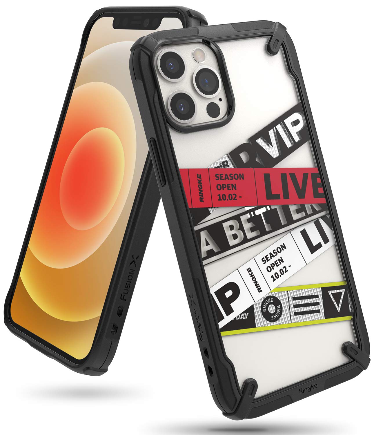 Ringke Fusion-X Design for iPhone 12 Pro Max Case Back Cover, [Military Drop Tested] UV Printed Hard PC TPU Bumper Impact Resistant Protection - Ticket Band_ver.2