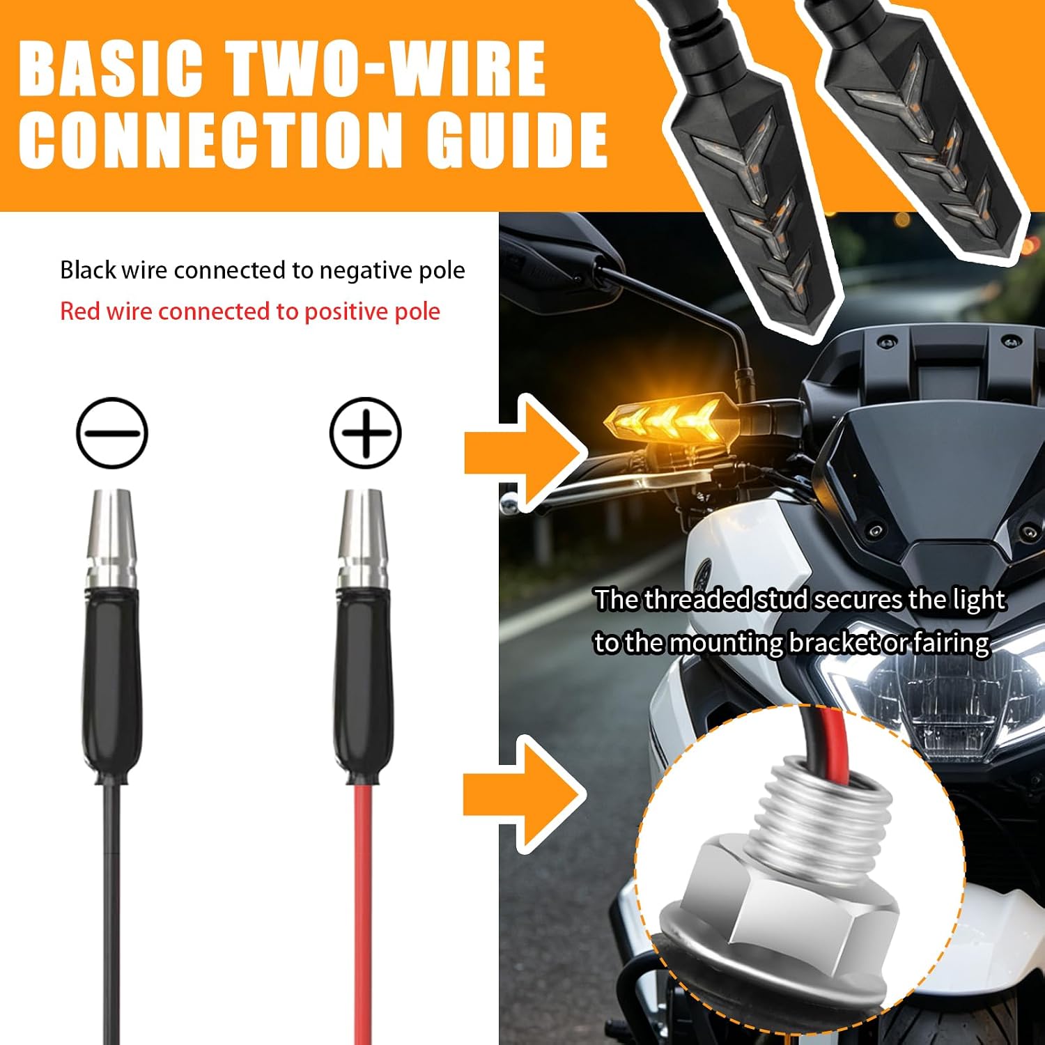 4PCS Y Shape Motorcycle Turn Signals LED,12V Motorcycle Blinkers | Flowing Motorcycles Front Turn Signals,Amber LED Lights,Universal Fits Motorbike Scooter Off Road