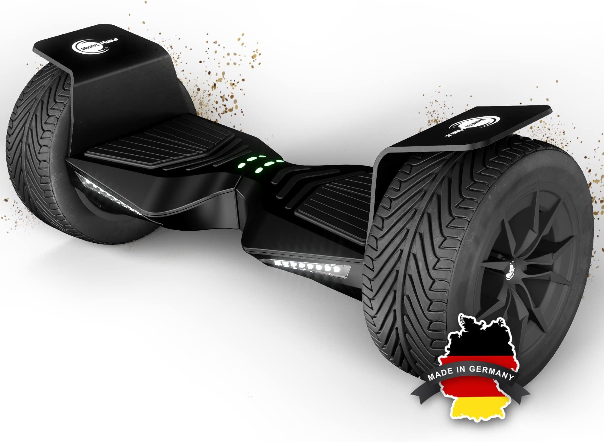 Balance Scooter, Hoverboard 'F-Cruiser' - 10" inflated wide tires, aluminium fenders, app control, FROM GERMANY (Black)