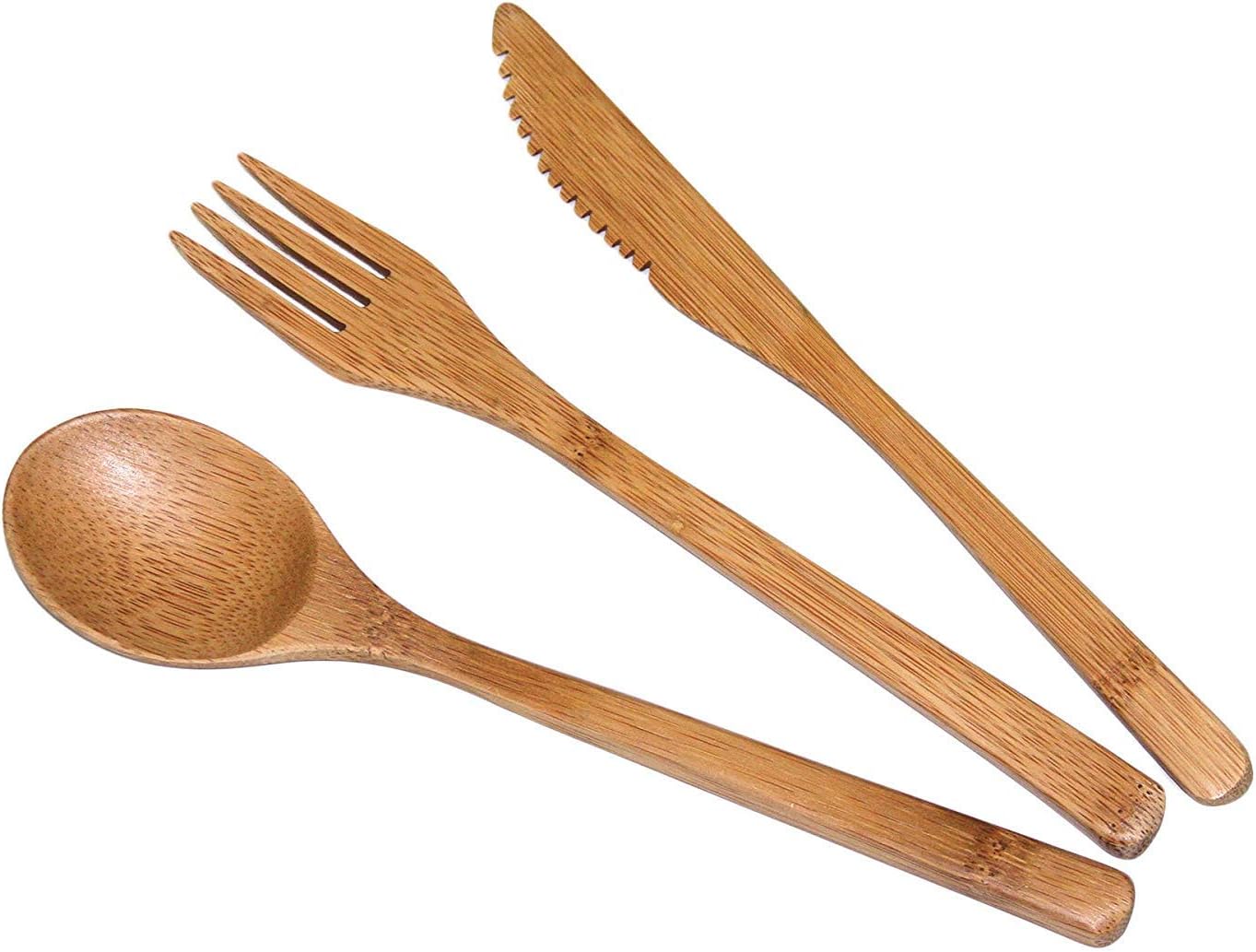 Totally Bamboo 3-Piece Bamboo Flatware Set, Dishwasher-Safe Fork, Spoon and Knife