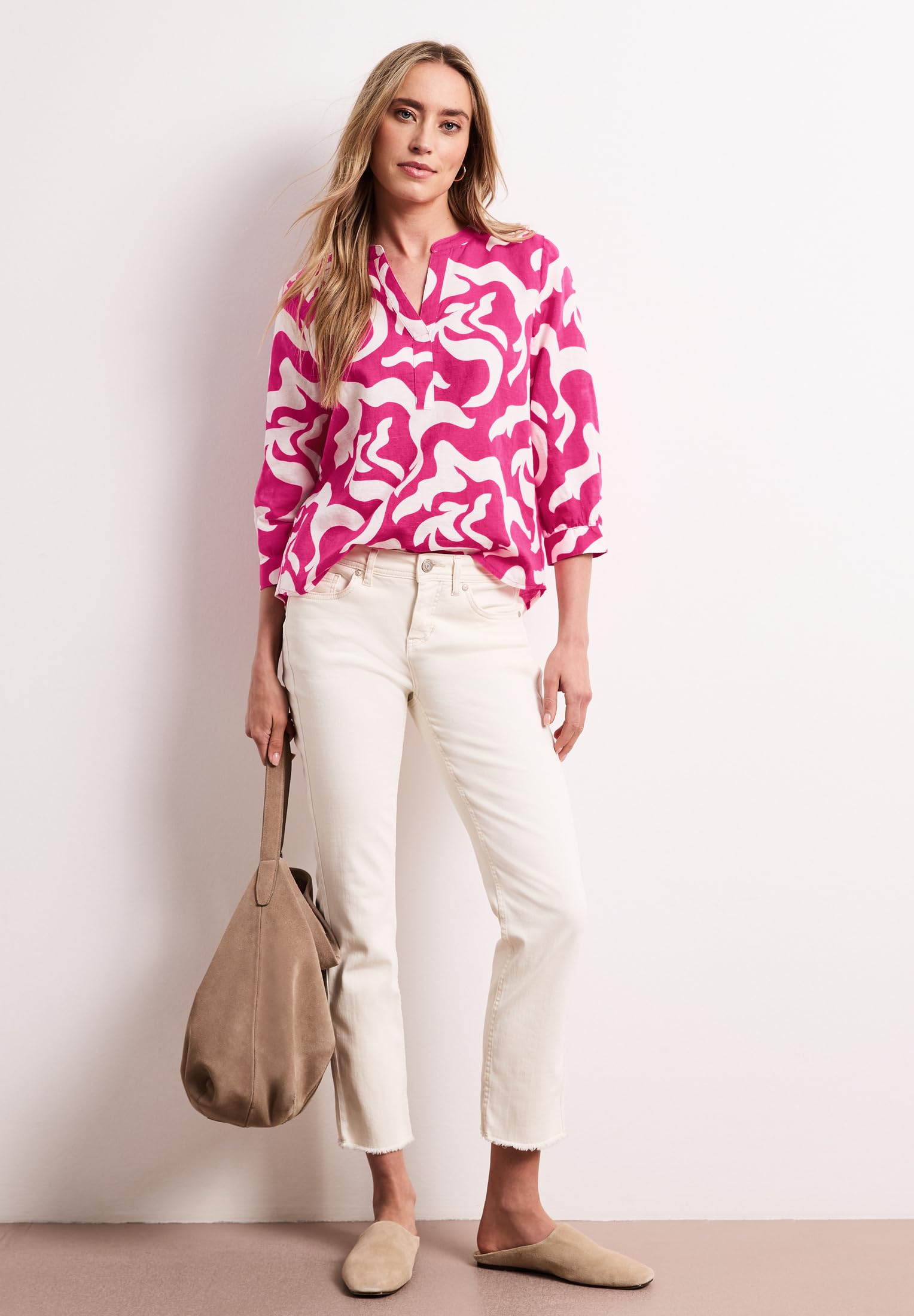Street One Bluse mit Split Neck aus Leinenmix