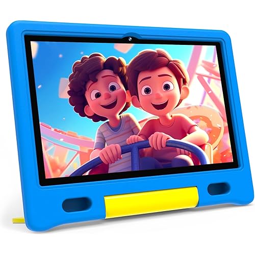 ApoloSign Kids Tablet - Android 13 Tablet for Kids with Case Included, Bright 10.1" HD Screen, Pre-Installed Educational Apps, Parental Controls, 32 GB, Ideal Gift for Children, Blue (K109A)