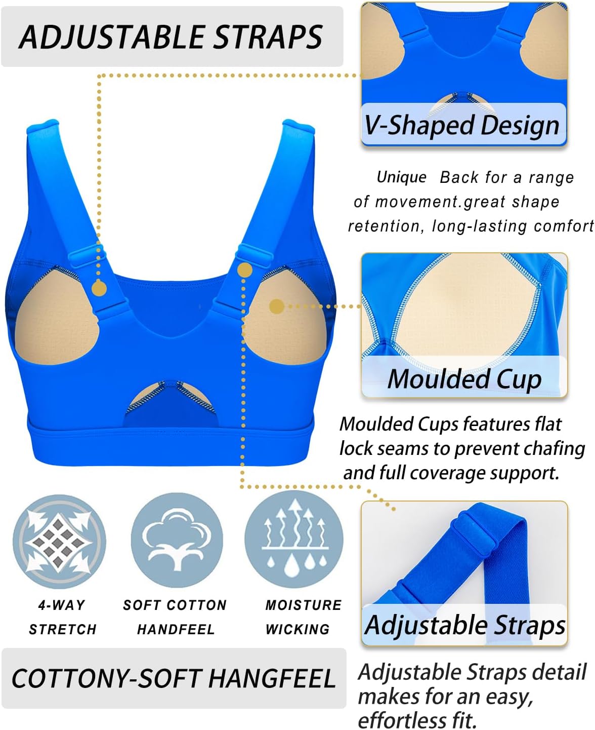 RUNNING GIRL Sports Bras for Women High Support,Adjustable Racerback Molded Cup Sports Bra Yoga Athletic Workout Bra - Image 6