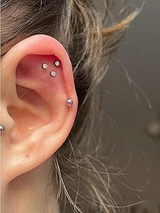 1/3 Pz Sfere E Punte In Acciaio Inox Labret Monroe Labbro Guancia Tragus Cartilagine Helix Orecchino Anello Monili Penetranti Del Corpo 16G - Foto 8