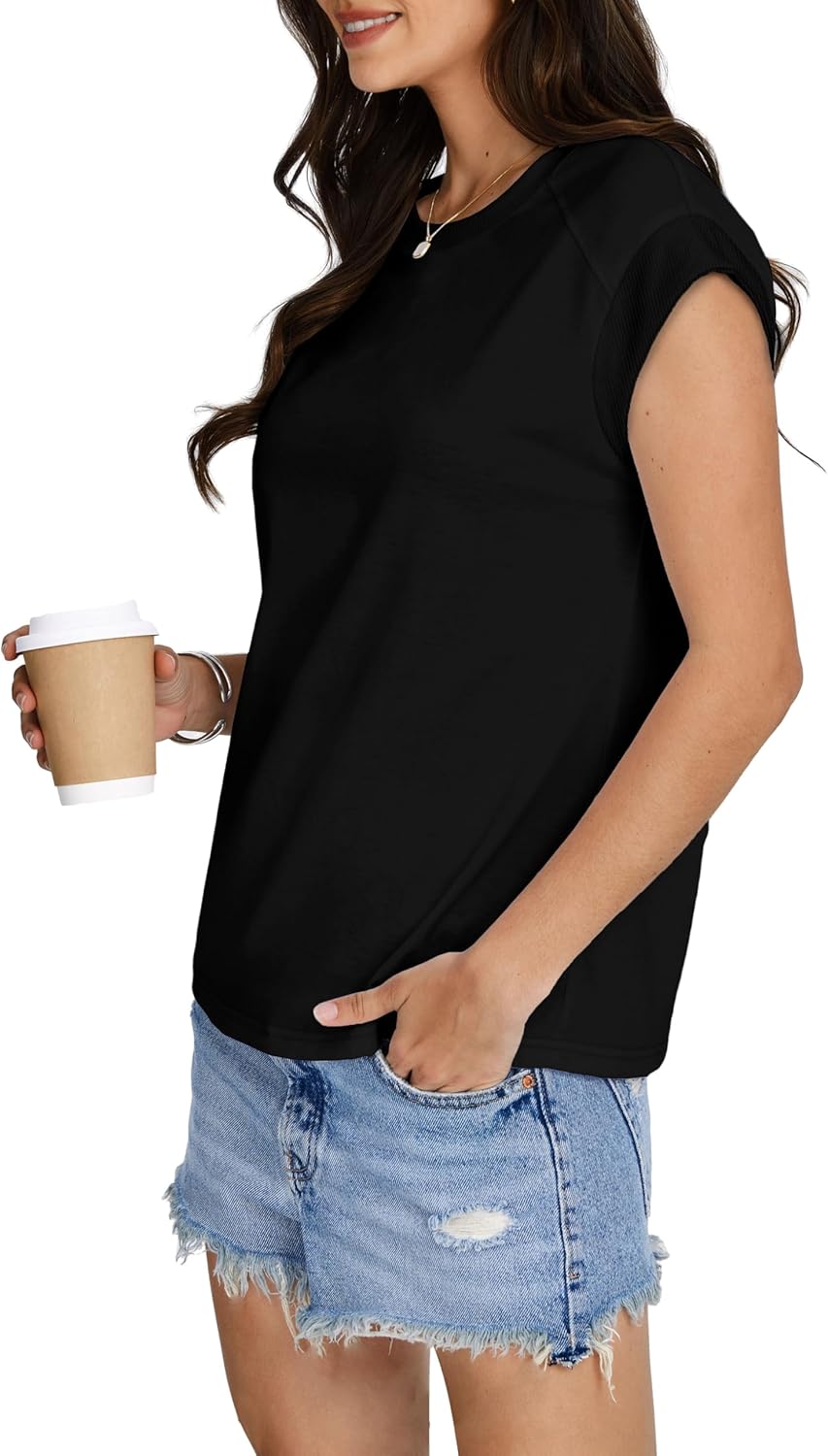 Sampeel Womens Tops Summer Dressy Casual Raglan Cap Sleeve T Shirts Basic Tee Shirts Trendy 2025 - Image 4