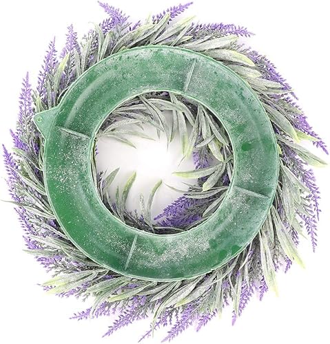 Miniatura 7 de Corona de lavanda artificial de 11 pulgadas para puerta delantera, corona de flores moradas con hojas verdes, corona de granja, para el hogar,