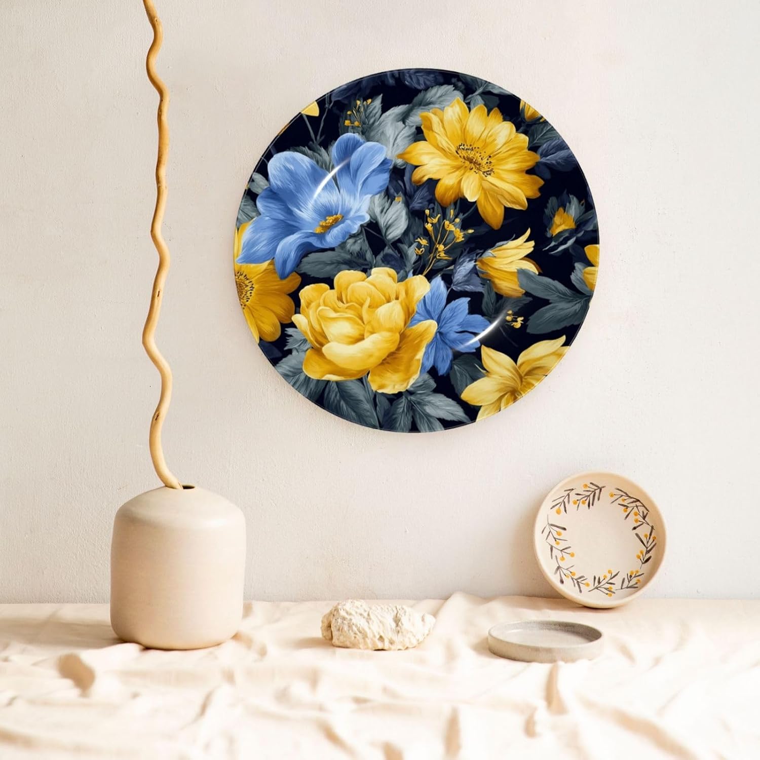 Decorative Plate Art Crafts Bone China Decorative Plate with Display Rack Souvenir Wall Decor Ceramic Ornaments Dinner Plates Ceramic Decoratives Plates for Home Office 10in