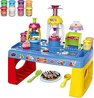 UNIH Color Dough Sets for Kids, Play Dough Table with Storage and Dough Tool Molds Kit, Play Dough Toys for 3 4 5 Year Old Boy Girl Toddlers（8 Pack Dough