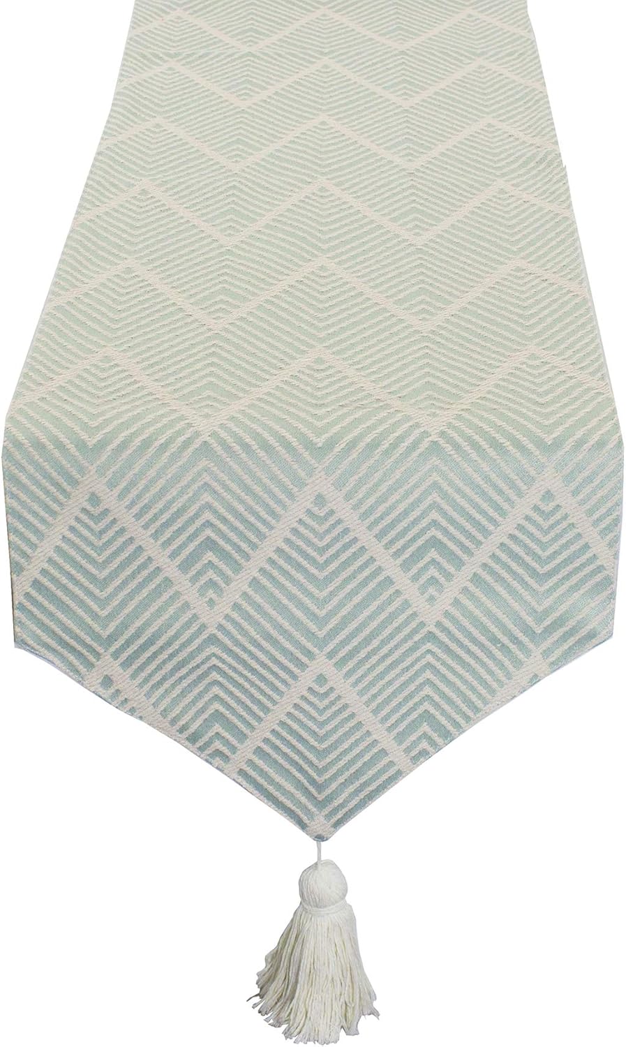 Fennco Styles Contemporary Chevron Tassel Cotton Blend 14 x 71 Inch Table Runner – Woven Table Runner for Indoor Party, Family Gathering, Beach House and Home Décor